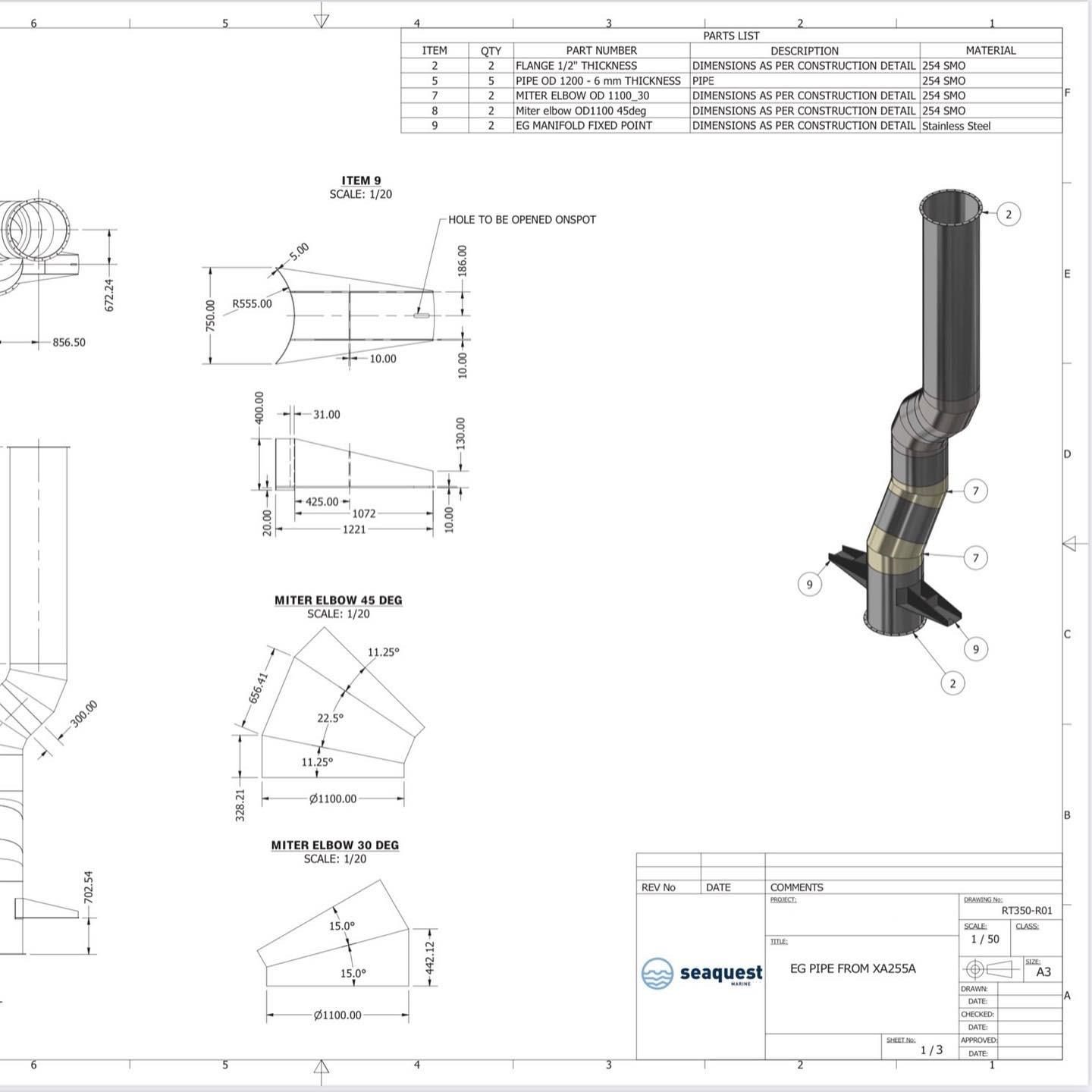 Detailed engineering drawing of a pipe elbow component