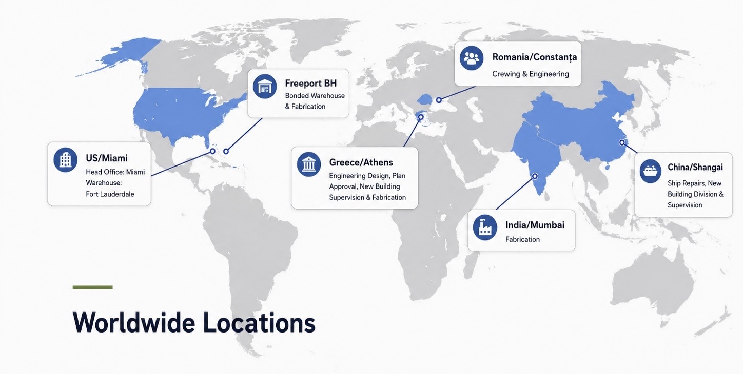 World map of SeaQuest Marine worldwide locations